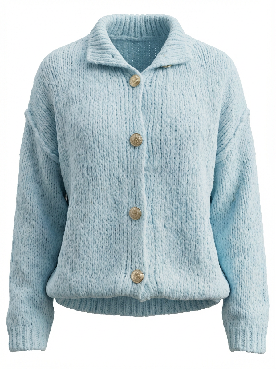 Strickcardigan mit goldfarbenem Knopfdetail