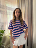 MIA SHIRT - Blue Blush Stripes